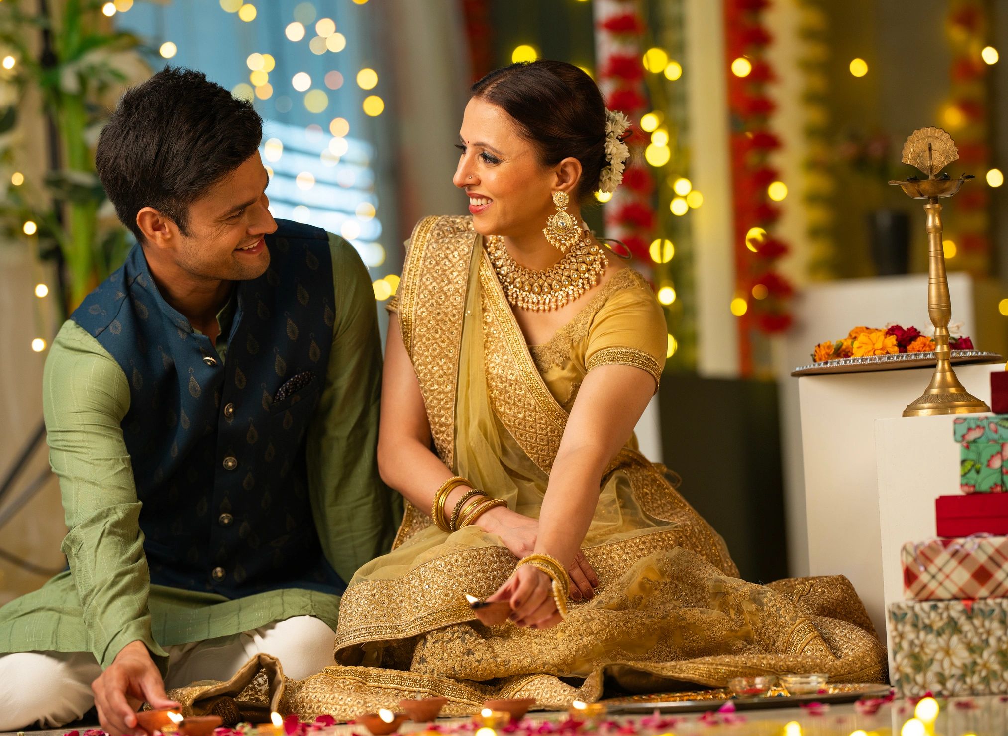 Vibrant sangeet or haldi event setup